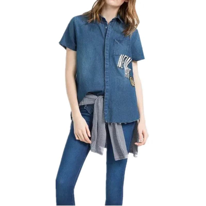 2017 New Women Tops Taseel Jeans Spring Loose Cotton Denim Women