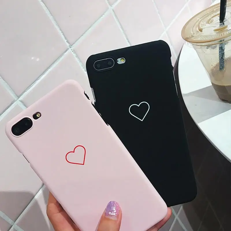 Download Couple Models Personality Pink Heart Pattern Matte Half Inclusived Fresh Hard Mobile Phone Case ...