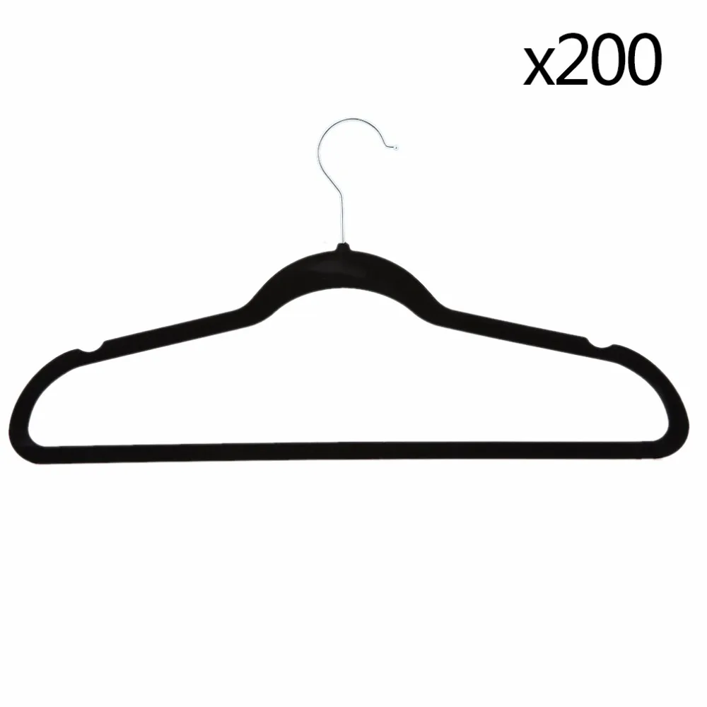 

Black Velvet Non-Slip Thin Clothes Clothing Hangers Space Saving Closet Storage Helper Household