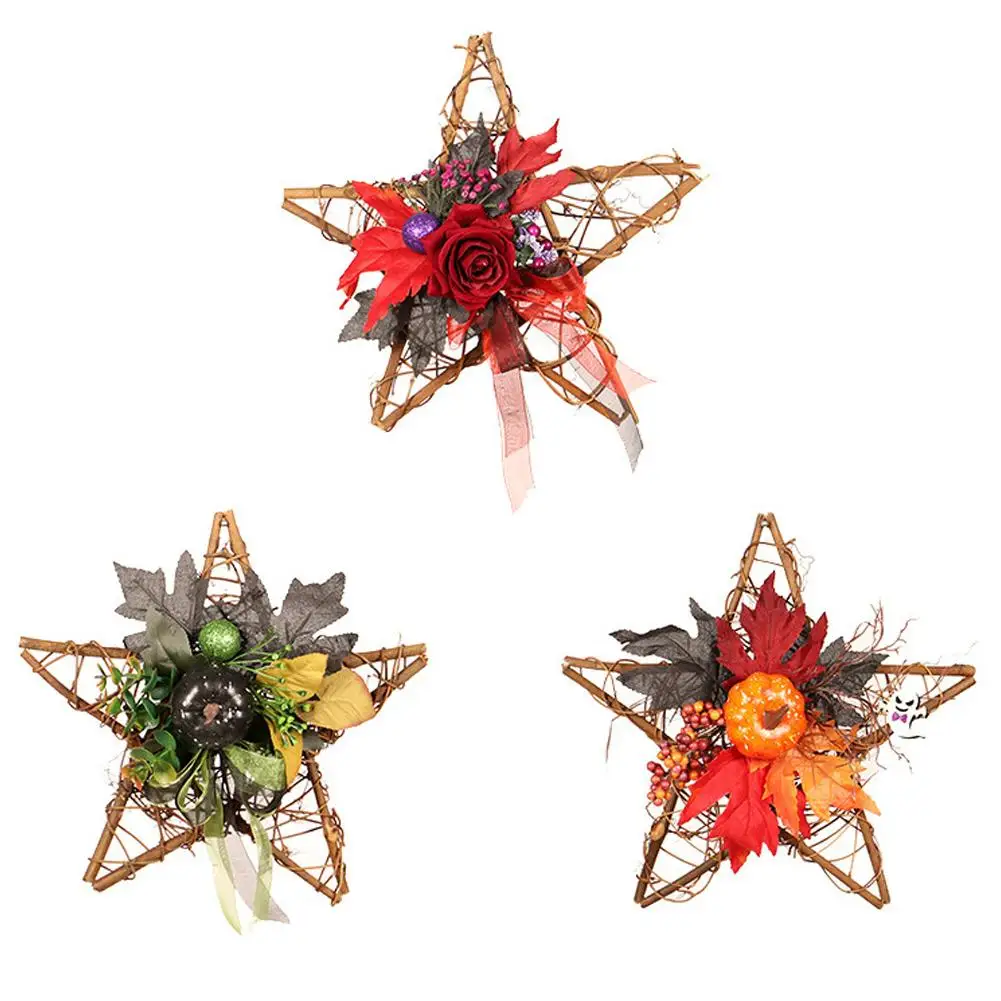 

Halloween Wooden Five-star Wall Hanging Ghost Festival Black Pumpkin Handmade Festival Props Scene Layout Decoration