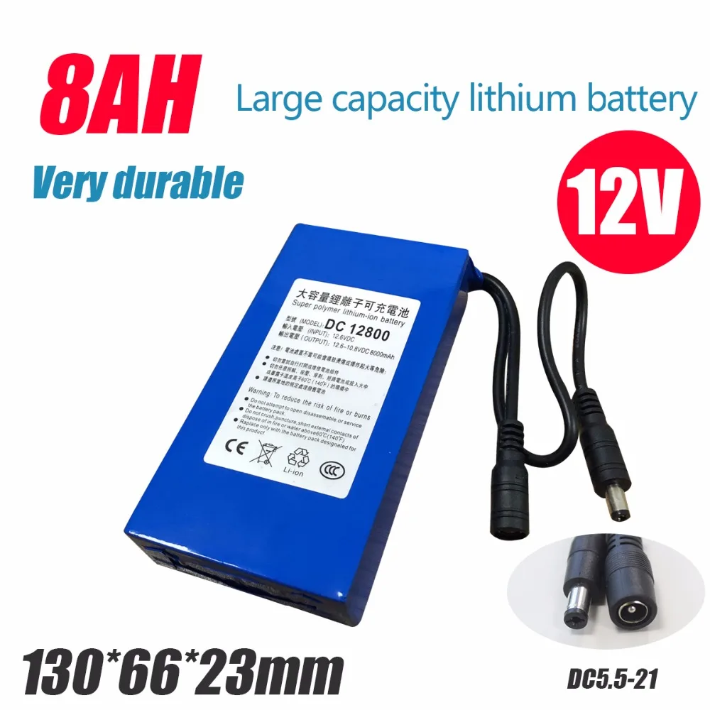RQ DC12V 12800 8000 мАч супер Перезаряжаемые полимерная литий-ионный Батарея-синий |