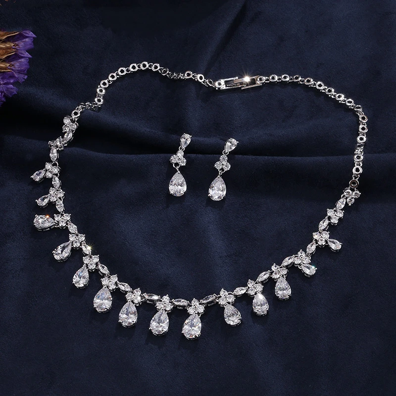 

2019 new luxury green pear 925 sterling silver wedding bridal for women lady anniversary gift jewelry wholesale J5201