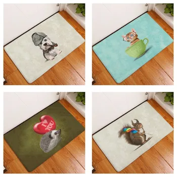 

CAMMITEVER Carpet Home Kitchen Floor Mat Anti Slip Rug Home Decor Front Door Cute Dog Deer Mouse Rabbit Cat Squirrel