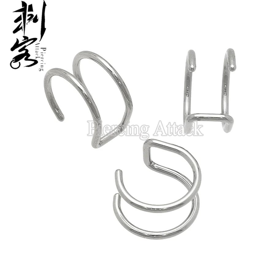 

316L Surgical Steel Double Hoop Cartilage Clip On Ear Cartilage Jewelry 1.6*10mm Lot of 20pcs