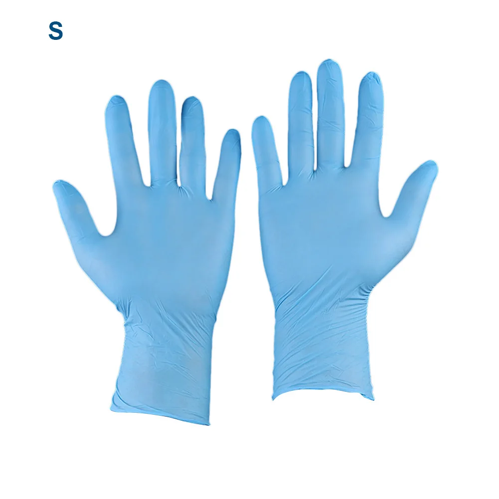 100 шт одноразовые нитриловые перчатки для экзамена противоскользящие без порошка не латексные не виниловые Guanti monouso per la casa RT99 - Цвет: S