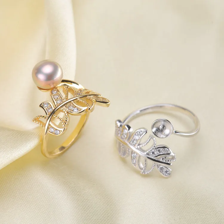 Красивые ювелирные изделия, кольцо для обещаний, полые листья и жемчужные кольца, аксессуары, серебро 925 пробы, модные ювелирные изделия, аксессуары с кристаллами CZ