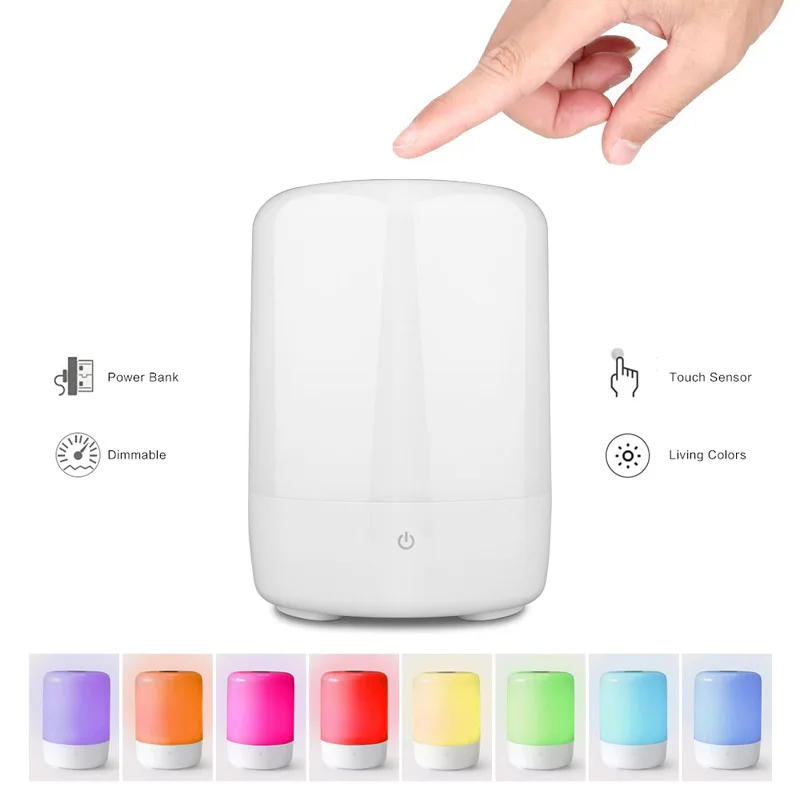 Умная светодиодная Ночная лампа RGB с сенсорным датчиком перезаряжаемая