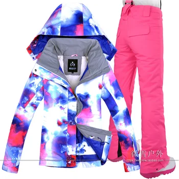 

2019 Women Ski Jacket Pant Snowboard Clothing Trouser Windproof Waterproof Outdoor Sport Wear Super Warm Thicken Winter Suit Set