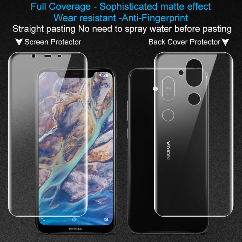 2PCS Full coverage for Nokia X7 Nokia 7.1 Plus Screen protector Phone Back Cover Imak Hydrogel Frosted Game Film Matte for games (4)