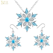 BOAKO, летняя мода, снежинка, Кристальное ожерелье, женский ювелирный набор, Свадебный снежный цветок, кулон, колье, серьги на подарок девочке Z5
