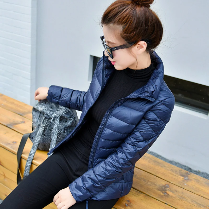 

Ultra Light Down Jacket Women 2019 Plus Size4XL Winter Stand Collar Short Female Coat Jackets Casual Down Jacket Ladies GQ1547