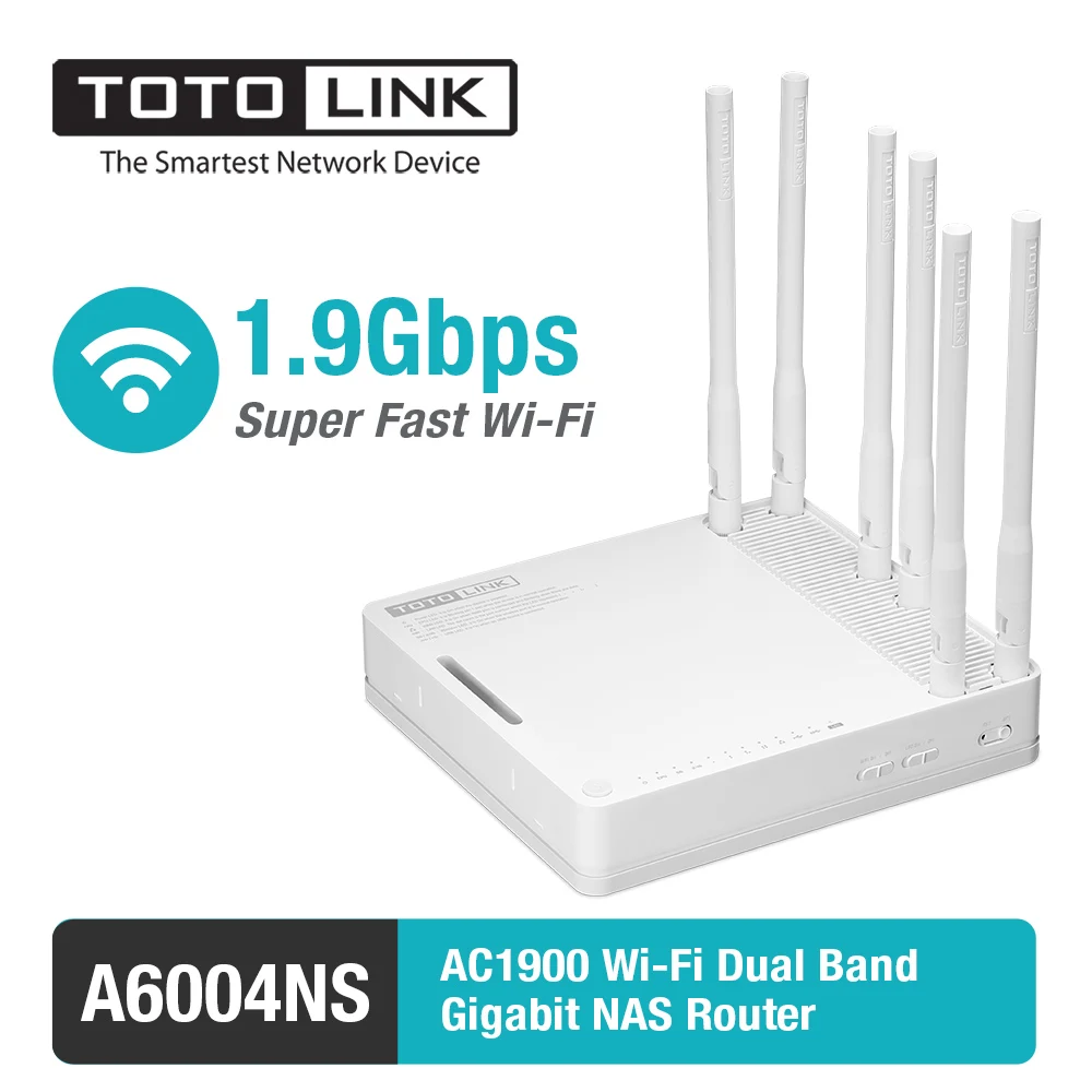 

TOTOLINK A6004NS 11AC 1900Mbps Gigabit WiFi Router with Wireless repeater, AP in One, and 6 pcs of 5dBi Antennas