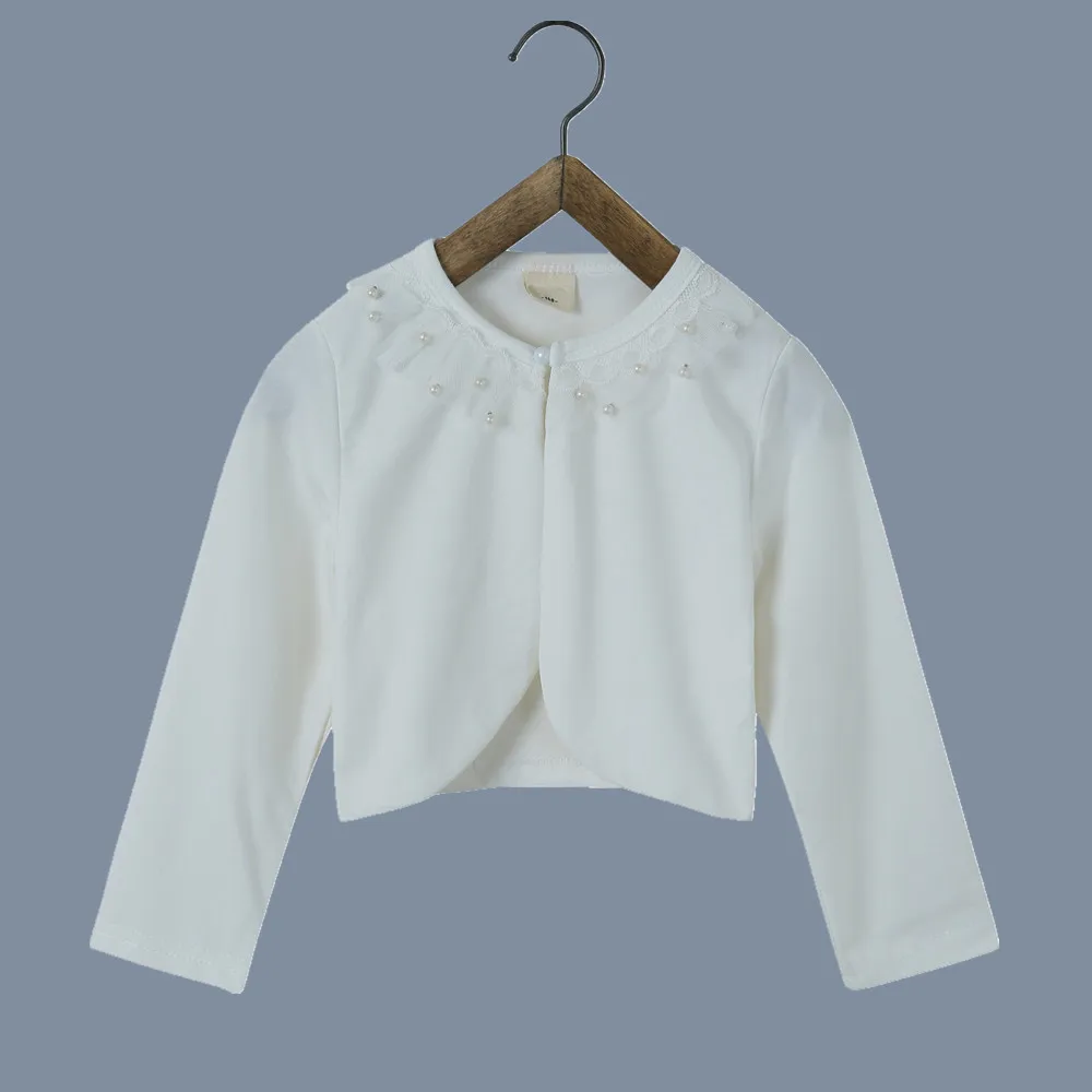 Г. Кардиган для маленьких девочек, свитер белая куртка с длинными рукавами и цветами для маленьких девочек 1-2 лет, одежда для малышей AKC165011 - Цвет: Белый