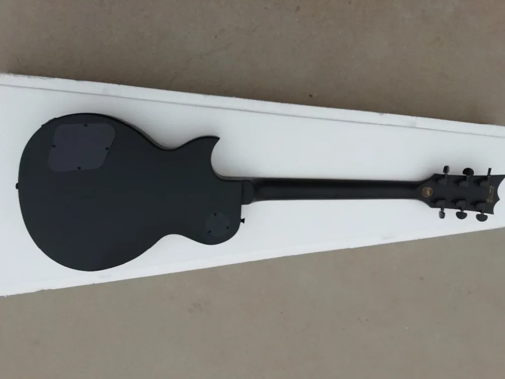 Top Quality GYESP-007 black Color black hardware solid body with yellow stipes rosewood fretboat Electric Guitar, Free shipping