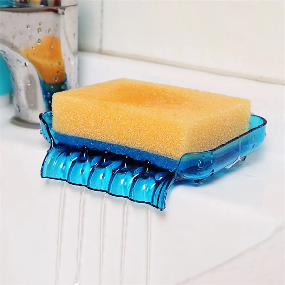 

1pc Plastic Soap Dish Tray For Shower Soap Holder Sink Sponge Drainage Non-slip Soap Box Kitchen Bathroom Accessories