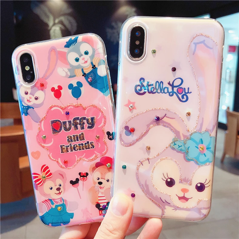 

Cute Cartoon Ballet Rabbit Phone Case For iPhone X 8 7 6 6S Plus Blu-ray Drill For iPhone XS Max XR Xs Soft blue-ray soft Cases