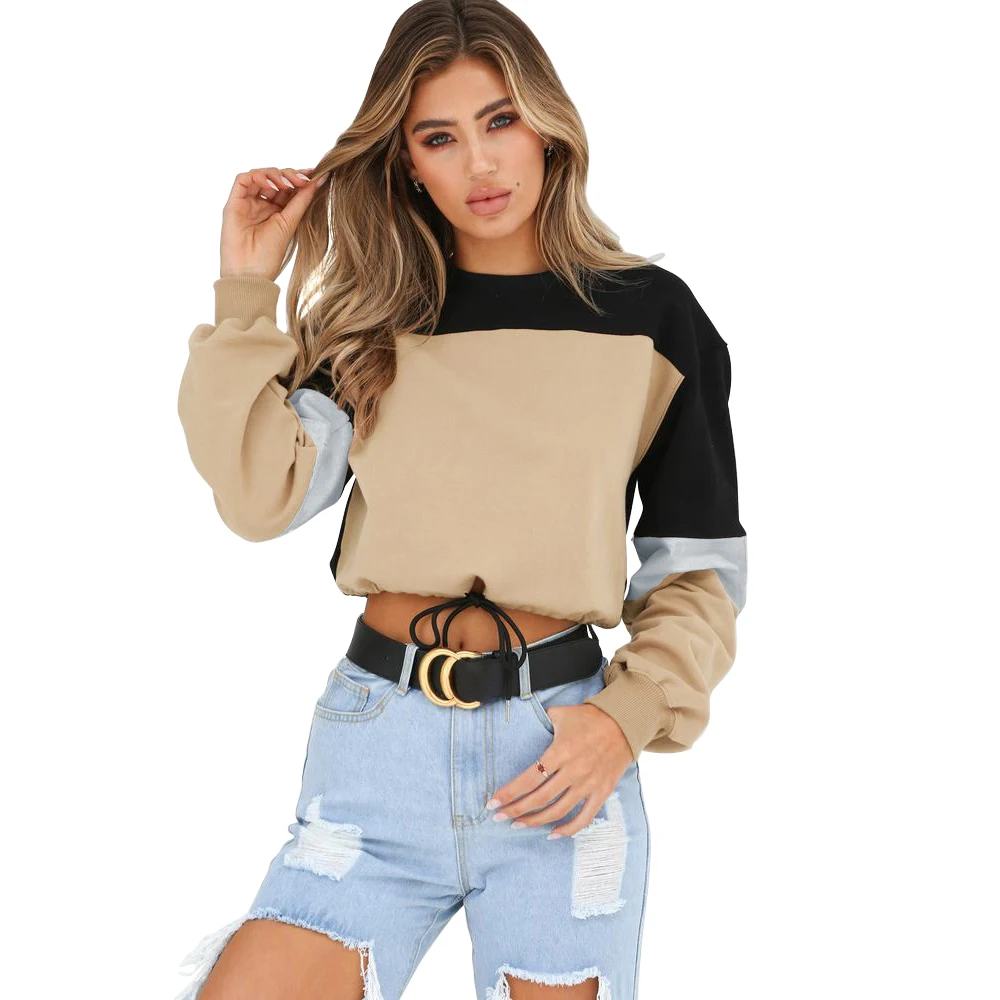 Adogirl Collar Bandage Hoodies Sexy O Neck Patchwork Long Sleeve Loose Crop Tops Winter Clothes Women Plus Sizes Adogirl Collar Bandage Hoodies Sexy O Neck Patchwork Long Sleeve Loose Crop Tops Winter Clothes Women Plus Sizes