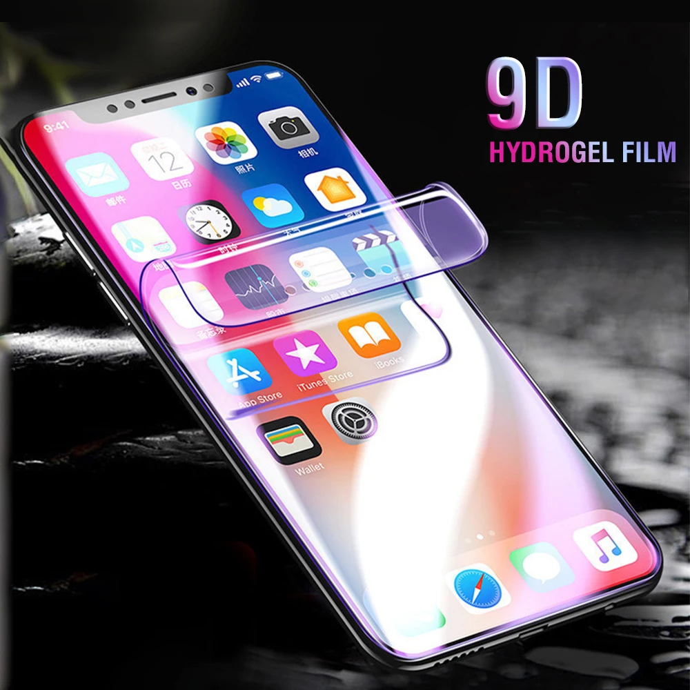 

9D For iPhone 8 7 6 6S Plus Hydrogel Screen Protector Full Cover Screen Protector Film Not Glass For iPhone XS Max XR X 8 7 Plus
