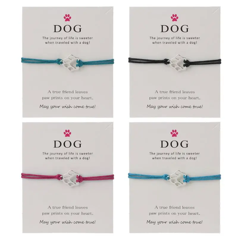 

Dog Bracelets for Women Unisex Girls Boys Adjustable Friendship Statement for Dog Lover Love Dog Person with Card Silver