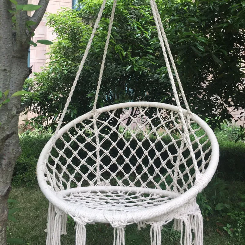 

Nordic Handmade Knitted Round Hanging Hammock Outdoor Indoor Dormitory Bedroom Baby Kids Hanging Chair Children Swing Home Decor