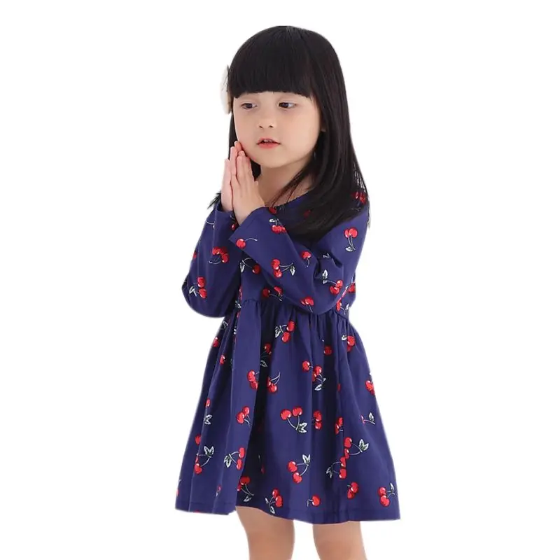 

New Girl Fashion Dress Spring Autumn Children Girl Long Sleeve Dresses Floral Clothing