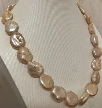 

elegant 14-17mm baroque south sea gold pink pearl necklace 18" 925silver