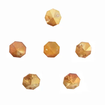 

100pcs 14mm Wine Red Crystal Octagon Glass Beads In 2 Holes For Jewelry Design Free Shipping