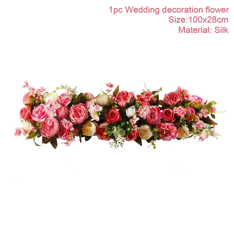1 м искусственные розы, ряд цветов, свадебные украшения, ряд цветов, дорога, цитируется цветок, гирлянда, Вистерия искусственная, цветы, Свадебные Поставки - Цвет: Style 1