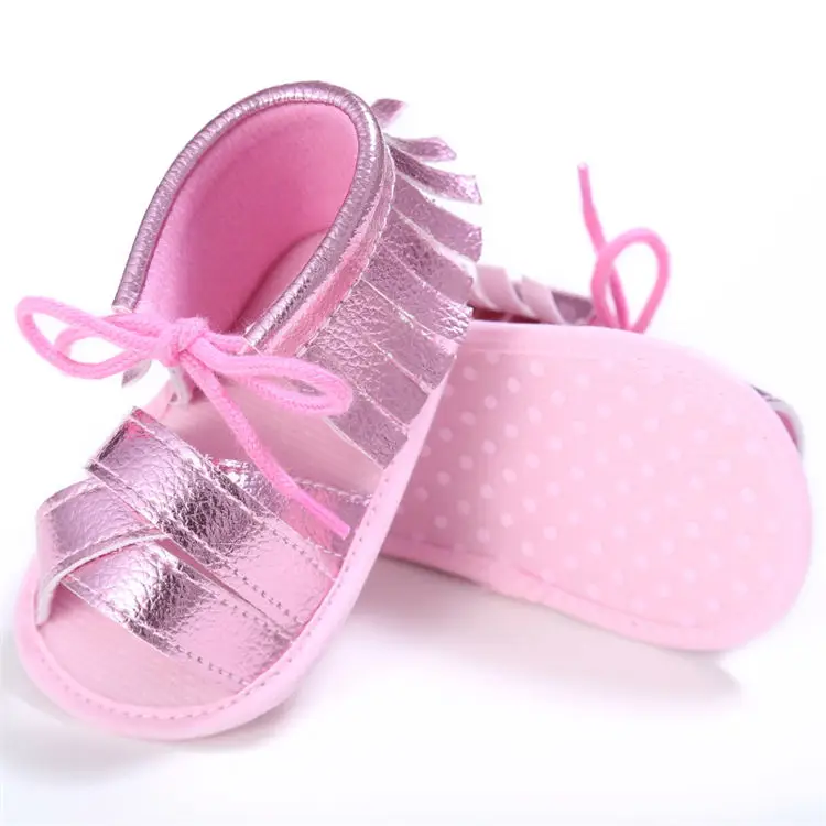 New Baby Infant Shoes Girl Sandals PU Bling Fringe Soft Anti-Slip Sole Light Weight Toddler Crib Shoes Little Girl