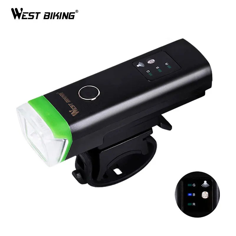 

WEST BIKING Intelligent Bike Light Cycling Front Light 4 Modes Warning Flashlight USB Charging Sensor Auto Lamp Bicycle Light
