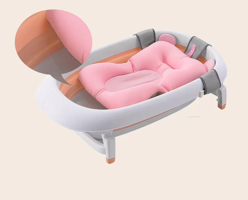 Almofada de Banho de Bebê Assento de Banho Recém-nascido dos Desenhos Chuveiro de Bebê Almofada de Banheira Esteira de Segurança Portátil Animados Antiderrapante Dobrável 3 Mamãe e Bebê