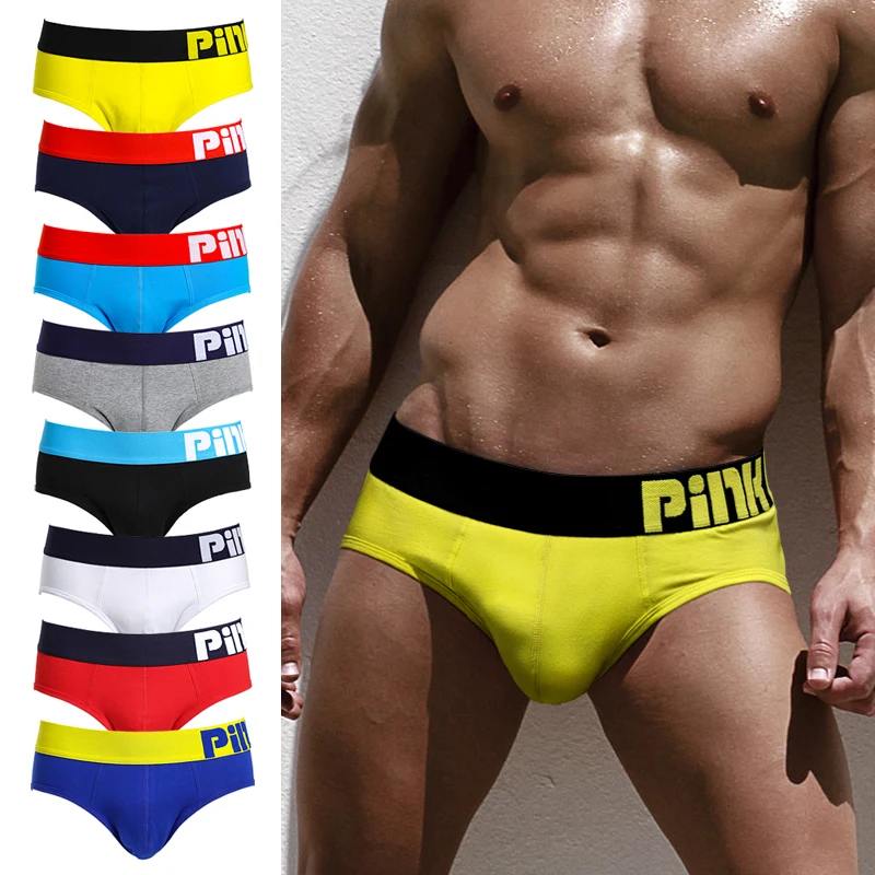 

NEW 8pcs/lot Pink Heroes Men Briefs Underwear Cotton Solid Color Sexy Trunks Briefs Men Underpants Cuecas Gay Underwear Shorts