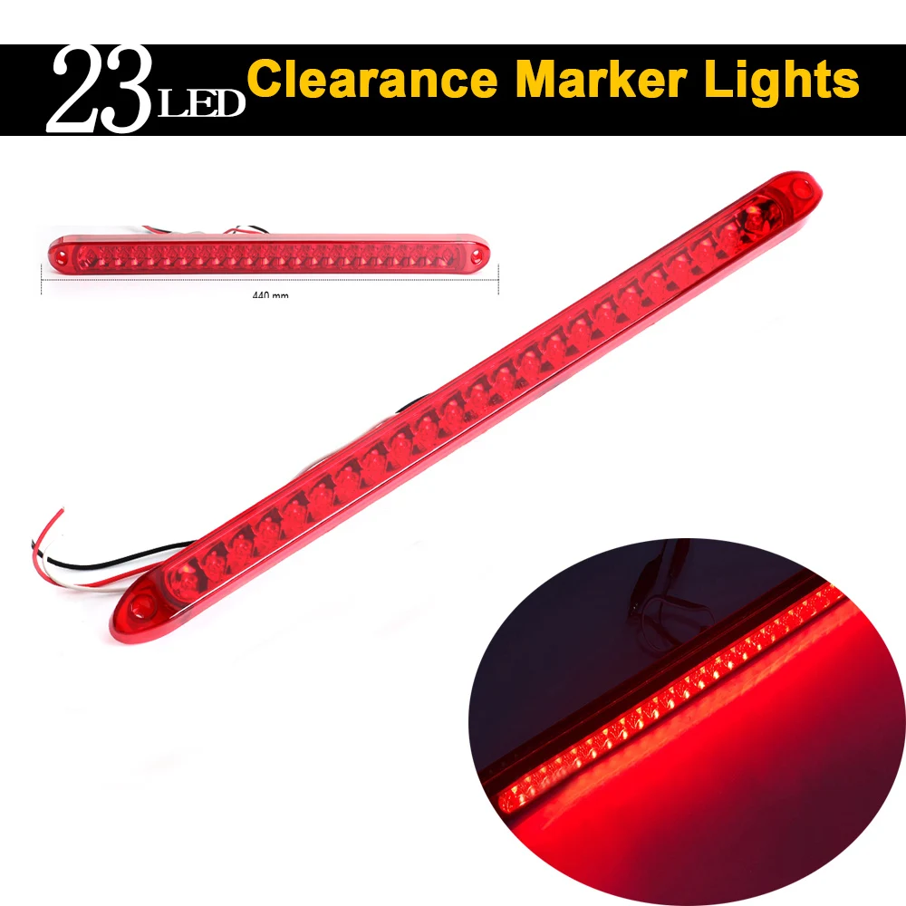 

Keyecu Waterproof 17" 23 LED Trailer Truck RV Stop Tail Rear Brake Turn Light Bar Red Amber 12V Or 24V