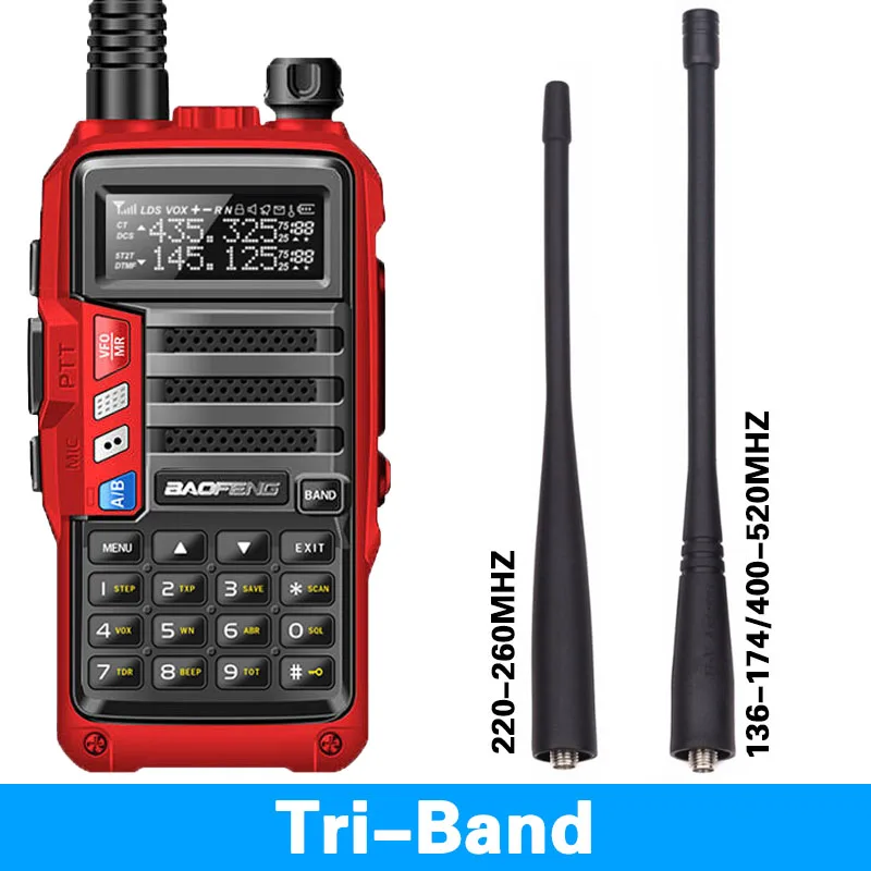 BaoFeng UV-S9 8 Вт Мощный Tri-Band 136-174/220-260/400-520 МГц 2 xantenna любительских портативных ham двухстороннее радио иди и болтай Walkie Talkie - Цвет: red tri-band