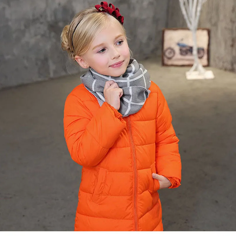 

teenage baby girls coats and jackets thick autumn winter girls outerwear coat orange o neck girls tops long sleeve kids clothes