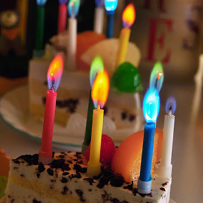 

12pcs/lot Creative Assorted Colored Flames birthday candle cake candles Fairy Christmas Lights event party Decor supplies
