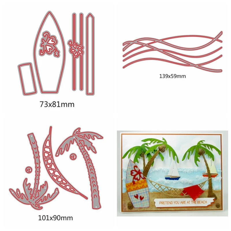 

Hammock Beach Surfing Sets Metal Cutting Dies Stencils For DIY Scrapbooking Decorative Embossing Handcraft Die Cutting Template