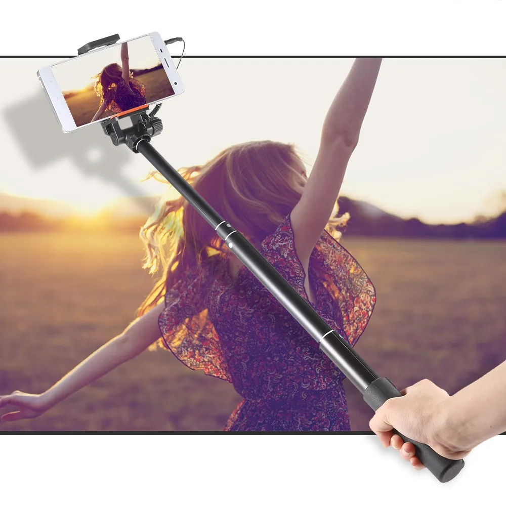 Yunteng 808 мини проводной кабель Выдвижная Selfie stick полюс монопод для IOS Android для iPhone 6 6S 5S Samsung HTC Huawei смартфон