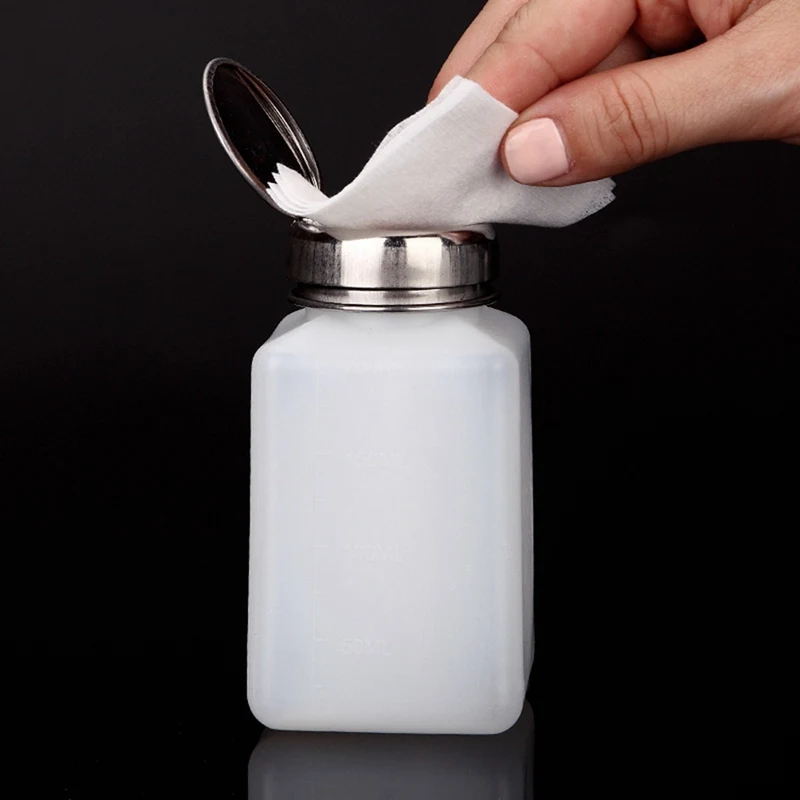 

Top Quality Empty Pump Liquid Alcohol Press Nail Polish Remover Cleaner Bottle Dispenser Make Up Refillable Container