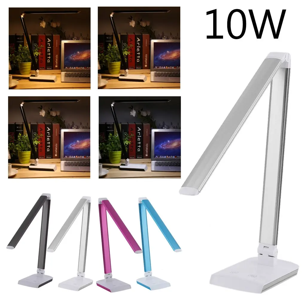 

10W LED Deak Lamp Students Office Adjustable Foldable Light Touch Light EU Plug Eye Protecting White/Pink/Blue/Black