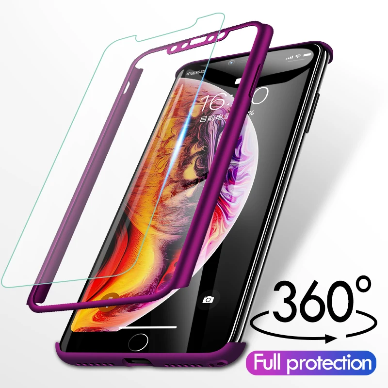 

360 Full Protective Phone Case For iPhone 7 8 Plus 6 6s Case 5 5S SE X Full Cover For iPhone XR Xs Max X Case cover