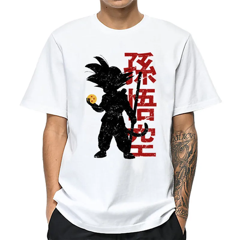 Dragon Ball рубашка Японские Аниме Хип-хоп Футболка короткий рукав белая футболка Топ для мужчин
