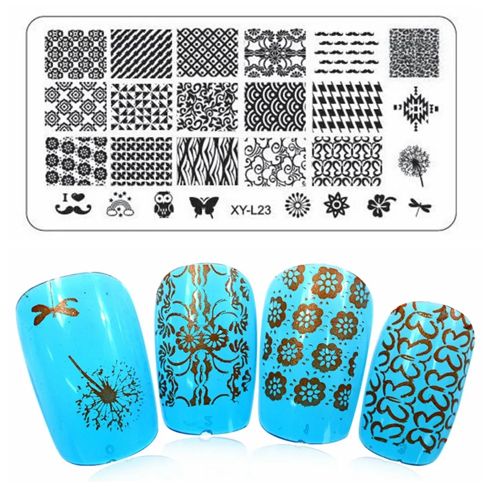Горячая 32 шт 12*6 см XY-L серии ногтей штамповки пластины DIY изображения пластиковые нейл-арта маникюра шаблоны салон красоты Лаки инструменты