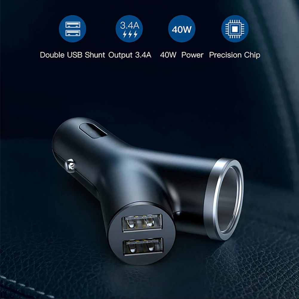3.4A 40 Вт удлинитель адаптер для автомобиля с двумя портами USB-Зарядное устройство