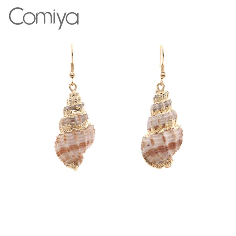 

Comiya Dangle Earring For Women Shells Long Pendientes Korean Stylish Ethnic Zinc Alloy Feminino Drop Earrings Mujer Brincos