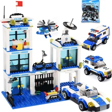 818 шт городской полицейский участок строительные блоки наборы вертолет модель корабля блоки SWAT Creator Строительные кирпичи игрушки для детей подарок