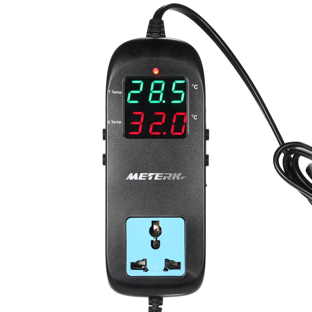 Цифровой термометр Meterk, светодиодный терморегулятор, контроллер температуры для разведения, термостат с разъемом, 90 В~ 250 В переменного тока