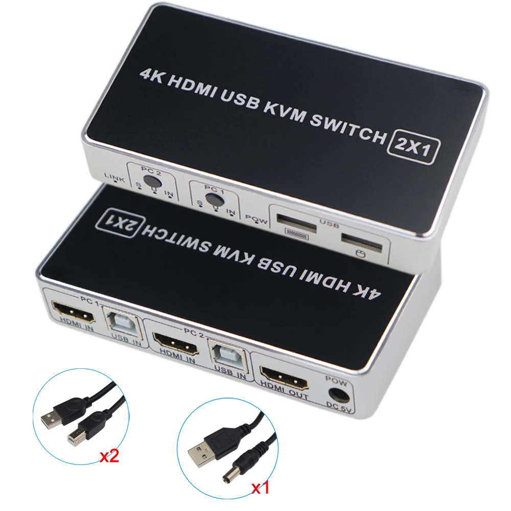 HDMI KVM переключатель USB 2 порта ПК компьютер KVM переключатель клавиатура мышь переключатель коробка поддержка 4 k@ 30 Гц 3D для ноутбука PS4 Xbox HDTV