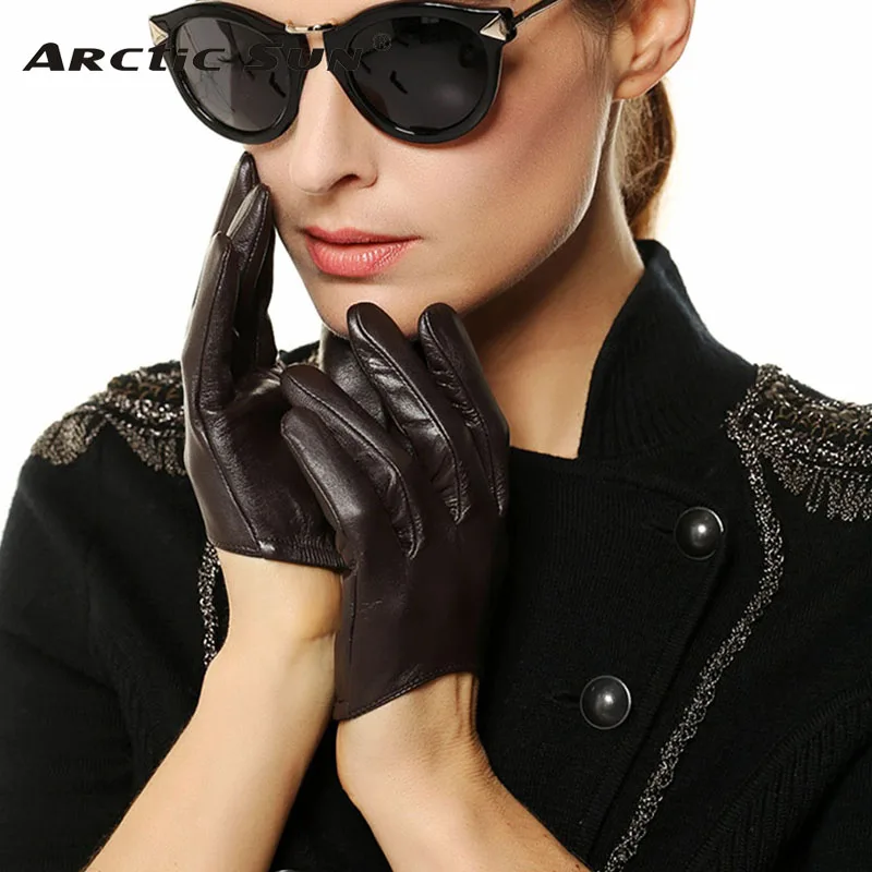 

Women Genuine Leather Gloves Ms. Short Paragraph Fashion Half Palm Gloves Lambskin Leather Gloves Tide Performances L098N