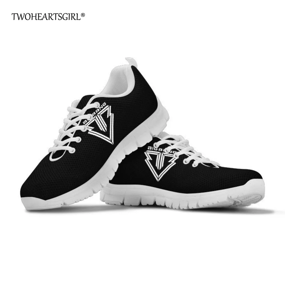 

Twoheartsgirl Korean Kpop Women Shoes Black Print Letter BigBang Sneakers for Women Casual Breathable Student Mesh Flats Plus